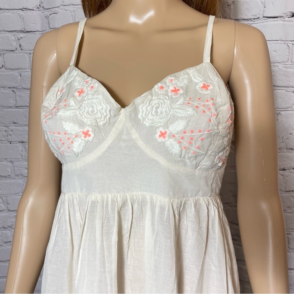 New Free People Ivory Cotton Embroidered Slip Dress Size M - Picture 8 of 11